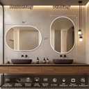 Niccy Oval LED Bathroom Vanity Mirror, 36"x24" Front lit Mirror with Light, Smart Anti-Fog Waterproof Mirror with Memory Function Dimmable Lighted Mirror