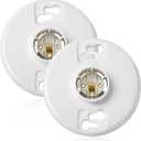 2 Pcs E26 Medium Base Ceiling Lamp Holder Keyless Light Sockets White Bulb Socket Incandescent Fluorescent CFL Lamp Holder 660w 250v (Phenolic Resin)