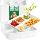 JOLLY CHEF Compostable  Compartment Paper Plates 10*8.25*1  [ ] Small Heavy Duty Divided Disposable White Eco-Friendly Biodegradable Food Tray for School Lunch Dinner Christmas