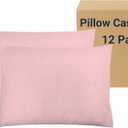 ZPECC Pillow Cases Standard Size Set of 12, 20x26 Envelope Closure Pillowcases, Soft Plain Brushed Microfiber Covers Hypoallergenic Breathable, Pink