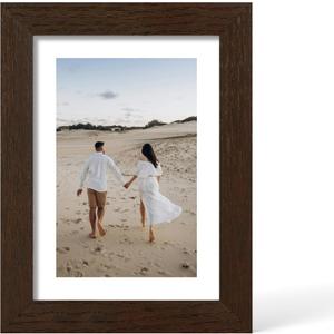 5x7 Picture Frame - 5 x 7 Photo Frame Made of Solid Oak Wood and Real Glass,Display Picture 4x6 with Mat or 5x7 Without Mat,5 by 7 Frames for Wall & Tabletop(Color Walnut)