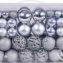Christmas Balls Tree Ornaments Set, Shatterproof Xmas Decorations Set with Reusable Hand-held Gift Package for Holiday Indoor Tree Decor, Silver