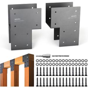 4 Pack Heavy Duty 6x6 (Actual 5.5"x5.5") Stainless Steel End Post Caps Tie Bracket , Fit Connecting Wood Gazebo, Deck Patio Post and Wood Beams Bracket (Dark Gray)