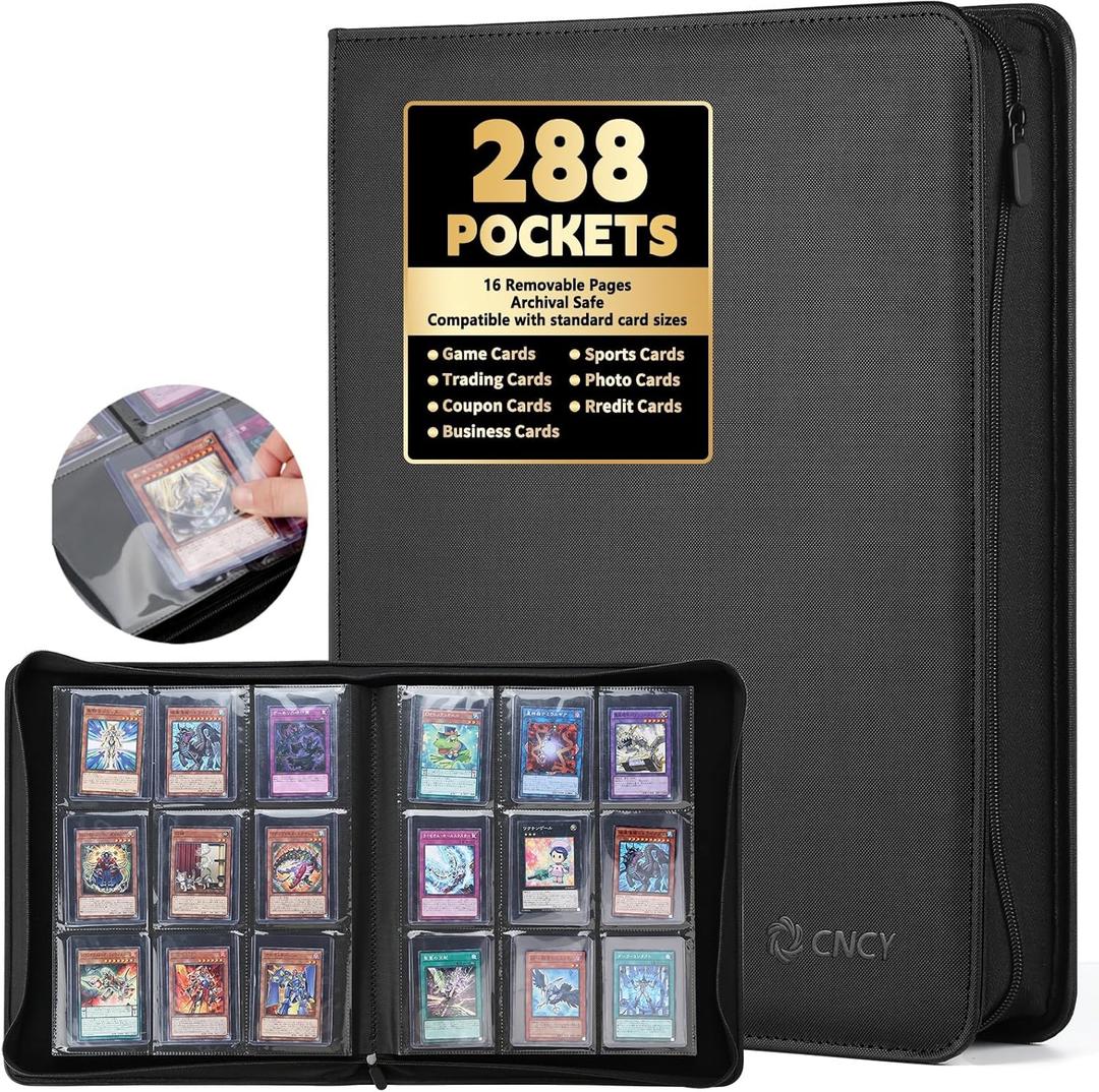 Card Binder 9 Pocket, 288-Card Collecting Binder for Collectors & Players, PU Side-Loading Collectible Trading Card Albums, Acid-Free Archival, MTG Card Holder Binder for Pokmon, TCG & Sports Cards