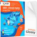 Printable Vinyl Sticker Paper - Waterproof Decal Paper for Inkjet Printer - 30 Self-Adhesive Sheets - Glossy White - Standard Letter Size 8.5"x11"