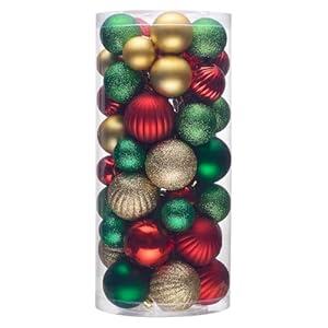 Christmas Tree Decorations Ornament Set, 50ct Red and Gold Shatterproof Christmas Ball Ornaments Hanging Xmas Holiday Party Decor(1.57"-2.36")