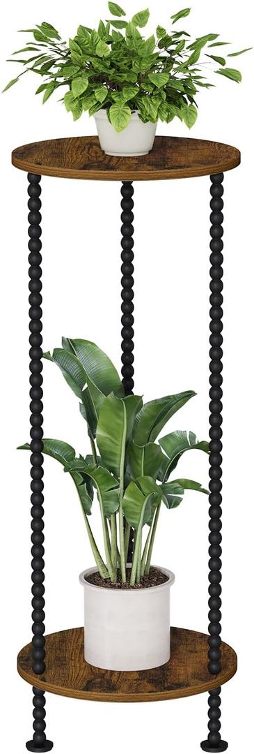 YINMIT Plant Stand Indoor, 2 Tier Plant Stand, 29.5" Tall Metal Spindle Poles Plant Stands, Corner Flower Pot Stand, Plant Tables Indoor, Planter Pot Holder for Balcony Garden Patio Living Room (29.5 In)