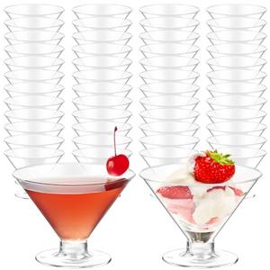 S8686S 50 PCS Disposable Martini Glasses for Parties 5oz,Plastic Martini Glasses Disposable, Martini Plastic Cups for Wedding Party Bowl Ice Cream Fruit