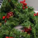 Pre-Lit Artificial Christmas Garland, Green, White Lights 50, Decorated with Pine Cones, Berry Clusters, Plug in, Christmas Decorations, 9 Feet