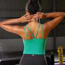 RUNNING GIRL Yoga Tank Tops for Women Built in Shelf Bra B/C Cups Strappy Back Activewear Workout Compression Tops (Green, L)