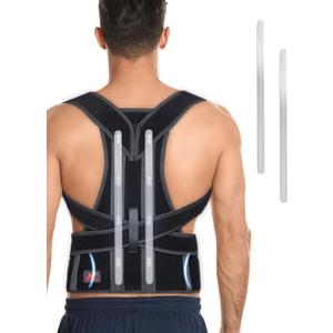 Hurmoya Back Brace Posture Corrector for Women and Men, Lower and Upper Back Pain Relief, Hunchback and Scoliosis Straightener with 2 Removable Metal Splints Support, Adjustable Straps Belt Waist Small