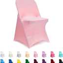 ManMengJi Folding Chair Covers, Spandex Folding Chair Cover 6 PCS Light Pink, Party Chair Covers Universal Chair Slipcovers for Banquet Wedding Event