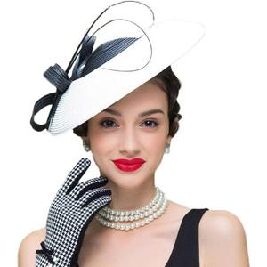 FADVES Fascinators Pillbox Hat Weddings Women Straw Fedora Vintage Sinamay Base Hats (Large, Black) FADVES Fascinators Pillbox Hat Weddings Women Straw Fedora Vintage Sinamay Base Hats (Large, Black)