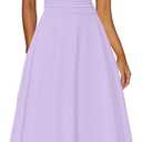 Kaximil Women's Square Neck Corset A Line Maxi Dress Ruffle Ruched Waist Flowy Long Dresses (Purple), XL