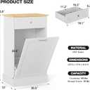 10 Gallon Tilt Out Trash Cabinet, Upgrade Wooden Free Standing Recycling Trash Cabinet with Hideaway Drawer(White), Single Door - 10 Gallon