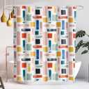 SASTYBALE Bathroom Shower Curtain, Modern Minimalist Bathroom Curtains with Color Blocks Design, Water Resistant Machine Washable for Bathtub with 12 Durable Hooks, 72x84 Inch