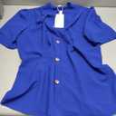 EVALESS Business Casual Tops for Women Button Down Shirts (Blue, L)