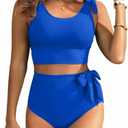 Yonique High Waisted Swimsuits - Women Tummy Control Bikini Modest Bathing Suit 2PC 2025 1 PC Large