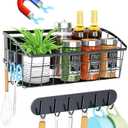 1Pack Magnetic Shelf for Refrigerator, with 2 Moveable Hooks and 1 Hook Rack, Magnetic Fridge Shelf, Fruit Potato Onion Storage Shelves, Large Magnetic Spice Rack Organizer for Fridge, Oven, Laundry