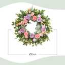TEMPUS 22" Spring Wreath for Front Door - Purple Pink Peony & Silk Rose Wreath with Lamb's Ear Leaves, Farmhouse Floral Door Decor for Spring Summer