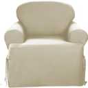 SureFit Duck Solid T-Cushion Chair Cover, Relaxed Fit, 100 Percent Cotton, Machine Washable, 1 Count (Pack of 1), Natural