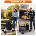 Foldable Pet Stroller for Small/Medium Dogs & Cats up to 22 lbs - Lightweight 4-Wheel Design with Sun Canopy, Storage Basket & Breathable Mesh Windows（Black)
