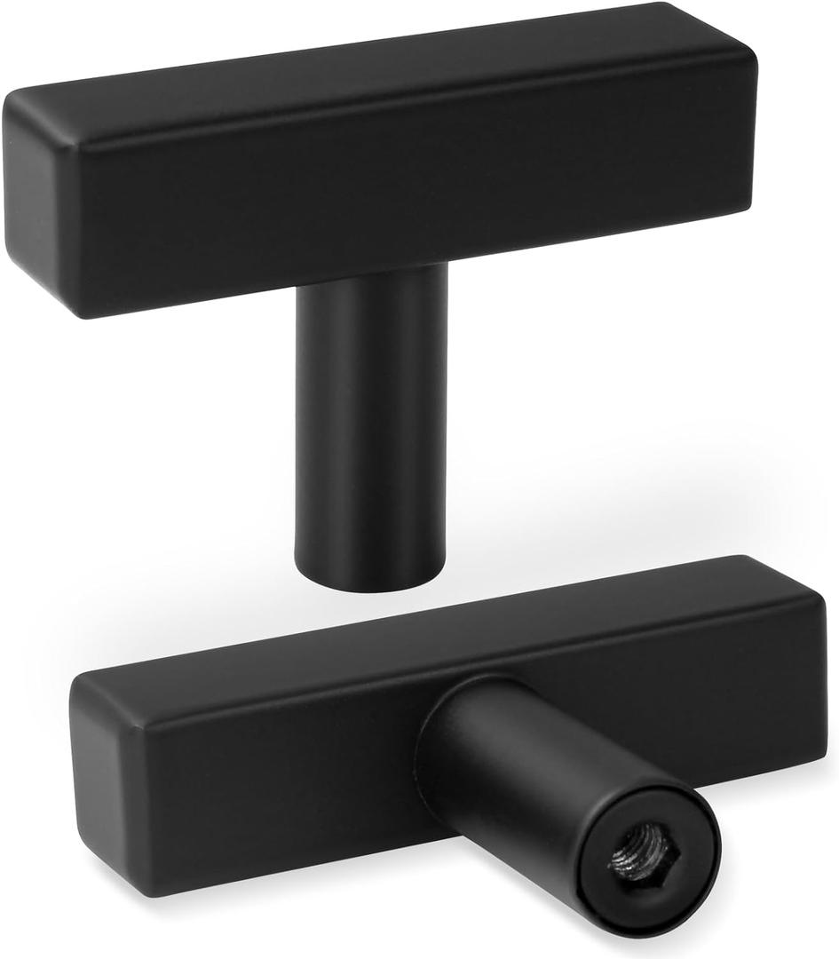 30 Pack Square Cabinet Knobs Matte Black Drawer Knobs 2" Length, Single Hole Kitchen Knobs for Cabinet Pulls, Stainless Steel Cabinet Handles for Bedroom Bathroom Office