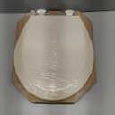 Bemis 500EC Durable Wood Toilet Seat with Easy Clean Hinges, Made in USA, Round, Almond