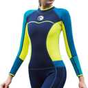 Micosuza Womens Shorty Wetsuit Long Sleeve 1.5MM Neoprene Back Zip Winter Swimwear Long Sleeve Diving Snorkeling Surfing Swimwear (Tag XXLarge = US XLarge, Blue)