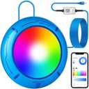Above Ground Pool Lights with APP Control 20W RGB Dimmable LED Pool Lights with Suction Cups and Built-in Magnets 12V Underwater Pool Light for Above ground Inground Pools IP68 Waterproof 28FT Cord B