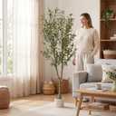 Faux Olive Tree, 6FT Artificial Olive Trees with Lifelike Olive Branches and Fruits, Fake Floor Plants with Pot for Indoor Home Office Living Room Outdoor Decor