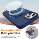 Liquid Silicone Case for iPhone 16 Pro Max with Magnetic Ring Stand, Military Grade Shockproof Protection, Anti-Scratch Microfiber Lining Covers for iPhone 16 Pro Max, Dark Blue