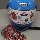 Kids Motorcycle Helmet with Panda Design and Racing Gloves Set, DOT Certification (Blue)