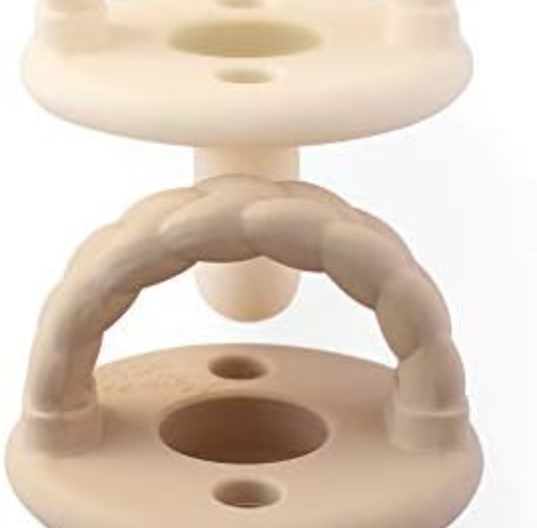 Itzy Ritzy Silicone Pacifiers for Newborn - Itzy Soother Pacifiers Feature Collapsible Handle & Two Air Holes for Added Safety; For Ages Newborn and Up, Set of 4 in Buttercream & Toast, 0-6M