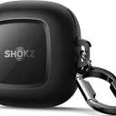 SURITCH for SHOKZ OpenFit Case Cover, Shockproof Magnetic Cases for SHOKZ OpenFit Open-Ear Earbuds True Wireless Bluetooth Headphones, Protective Cover with Magnetic Lid Lock & Carabiner, Black