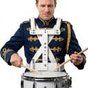 Adjustable Marching Snare Drum Carrier - Lightweight Aluminum Snare Marching Drum Holder with Thickened Padded Shoulder Frame, White