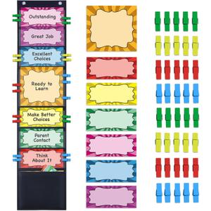 ZKOO Student Behavior Clip Chart for Classroom Management Kids Track Reward Pocket Chart Hanging Creative Bulletin Board Teacher Supplies for Preschool Class Must Haves, Classroom Homeschool