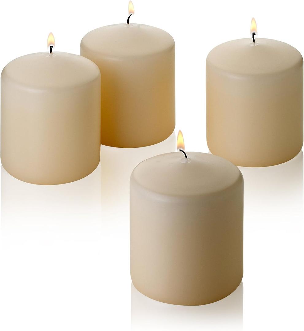 French Vanilla Pillar Scented Candles 3" Tall X 3" Wide Set of 4