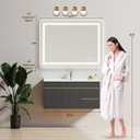 40" x 30" Led Bathroom Mirror with Lights, Anti-Fog & Tri-Color Lighting - Wall Mounted Shaving Mirror with Touch Sensor, Waterproof & Smart LED Vanity Mirror,Tempered Glass, Dimmable Smart Mirror