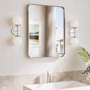 TokeShimi 16x20 Brushed Nickel Bathroom Mirror,Vanity Mirror Bathroom Wall with Tempered Glass,Modern Metal Framed Mirror with Aluminum Frame(Horizontal/Vertical)