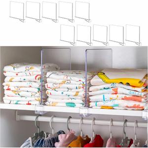 Yieach 10 Pack Clear Acrylic Shelf Divider for Closet Organization - 9.2 Tall Closet Dividers for Wood Shelves,Cupboard,Vertical Shelf Separators in Closet for T-Shirt,Purse,Handbag,Sweater Organizer