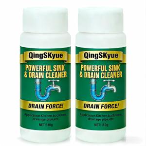 2 Pack Sink and Drain Cleaner PowderDrain Clog Remover, Fast Foaming Powder (110g Each), Unscented for Kitchen Sink, Bathroom & Floor Drains