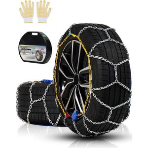 Auto Tightening Snow Chains Tire Chains For Cars Suv Pickup Trucks - Auto Tightening 1 Min Quick Fit AND Easy Installation, Reusable Universal Emergency Traction Snow Chains - Set of 2HKN80