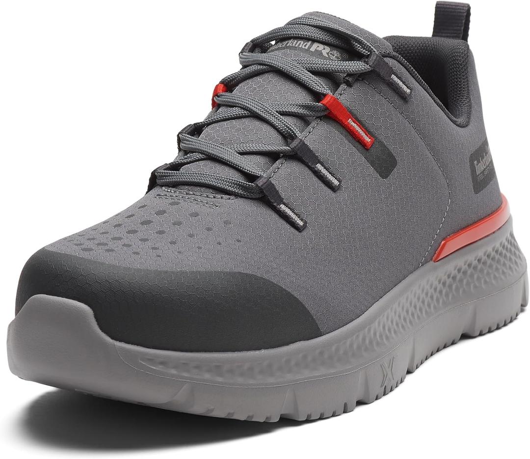 Timberland PRO Men's Intercept Steel Safety Toe Industrial Athletic Work Shoe, Grey/Red, 13W