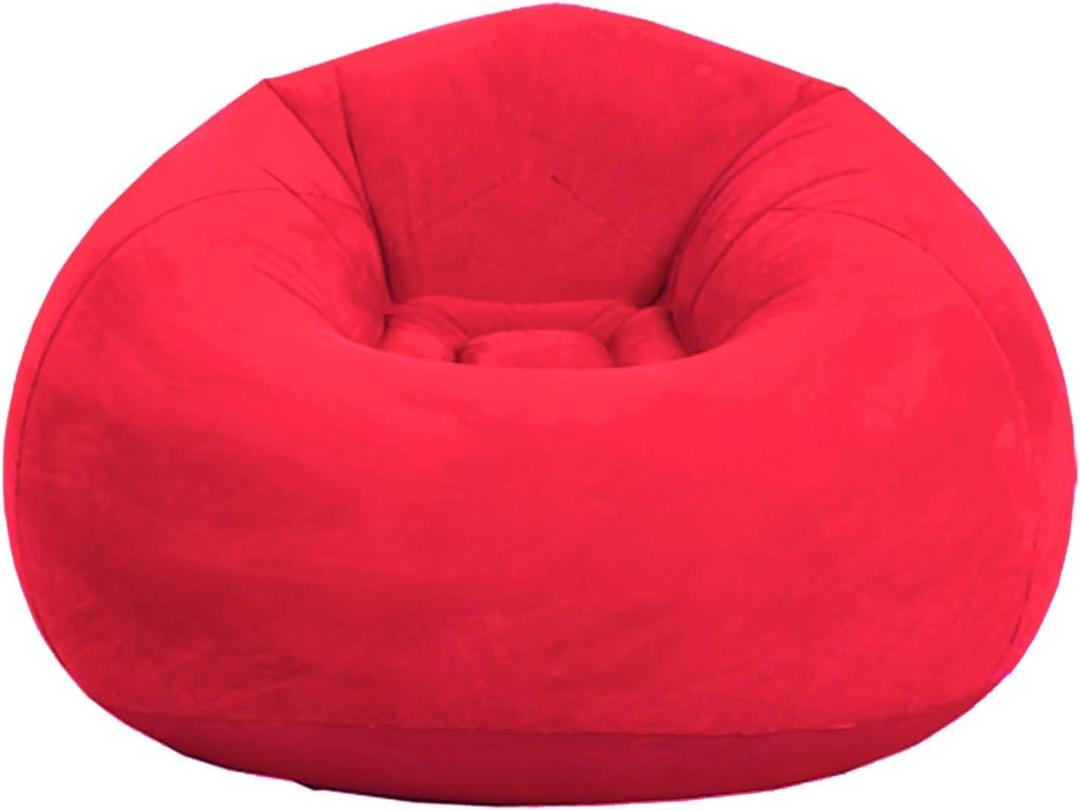 Beanless Bag Inflatable Chair, Air Sofa Outdoor Inflatable Lazy Sofa Chair No Filler,Washable Couch Bean Bag Chair Folding,for Organizing Plush Toys Or Memory Foam (Red)