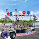 4th of July Golf Cart Decorations 250th Anniversary Patriotic Independence Day Decoration Kit Balloon Rain Silk Curtain Wreath Color Bar Magnet Flag Windmill Ribbon for Parade Party Yard Decorations