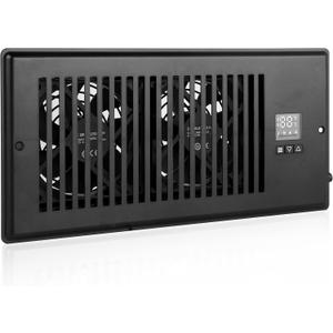 Simple Deluxe 10 Inch Register Booster Fan with Thermostat, High Velocity Ventilation Fans with 10 Gear Wind Speed Switch and High Precision Thermal Probe, Black