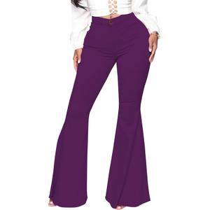 Bell Bottom Jeans for Women Skinny Flared Jeans Elastic High Waisted Vintage 70s Classic Stretchy Wide Leg Denim Pants (Medium, Purple)