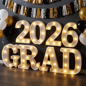 2026 Graduation Decorations 8 LED Marquee Light-Up Letters,"Grad 2026"for Preschool, Kindergarten, School, and College Party Dcor
