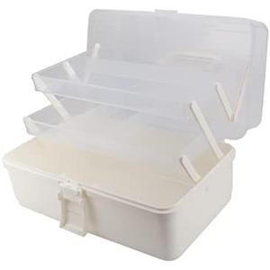 Avlcoaky Tackle Box Large 3 Layers Plastic Portable Storage Box Fishing White Tackle Box Organizer Art Craft Tool Box